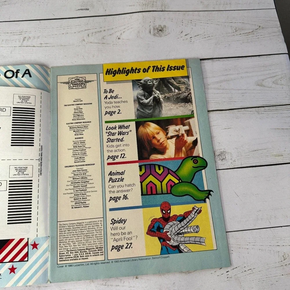 Electric Company Magazine Yoda Star Wars April/May 1983 CTW Vintage Kids